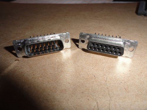 4 pcs AMP 745494-5 and 1-745493-4 15 Pin MALE and FEMALE D-SUB CONNECTORS