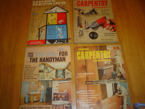 LOT OF 4 MID CENTURY CARPENTRY, HOME REPAIR AND DIY PROJECT BOOKS VG COND
