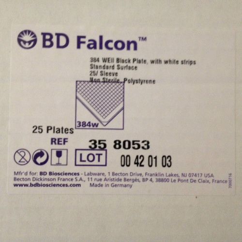 BD Falcon 35805, 384-Well Black Plate with Stripes, 25 Plates