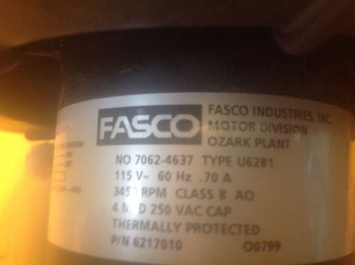 Fasco furnace draft inducer blower. No.7062-4637.  P/N 6217010 Type U62B1