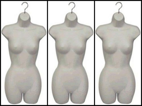 3 PIECES hanging female dress form white hollow back mannequin small med.