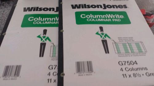 2 pc  lot WILSON JONES 4 Columnar Pad Paper G7504 Ledger green nos