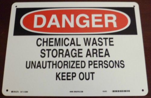 &#034;danger chemical waste&#034; safety sign brady for sale