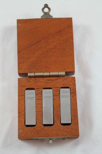 Set of 3 lufkin gauge blocks  - o100 - o103 - o1003 - in wooden case for sale