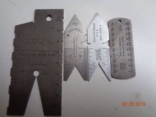Brown &amp; sharpe 650  degree gage(2), 705 hole gage, 29 degree threa gage 716 for sale