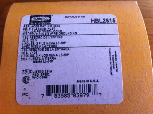 HUBBELL WIRING DEVICE HBL2615 FLANGED INLET,30 A,125V, L5-30P, WHITE, BRASS