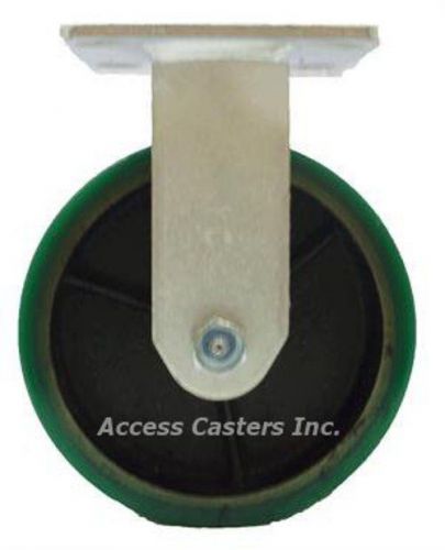8PKLCR 8&#034; x 2&#034; Rigid Plate Caster, Poly on Cast Iron Wheel, 1400 lbs Capacity