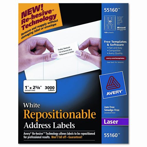 Avery Consumer Products Re-Hesive Laser Labels, 3000/Box