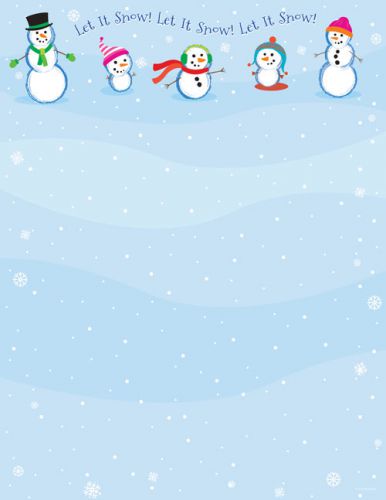 Let It Snow! Snowmen Blue Letterhead Stationery 80 Sheets by Great Papers NEW