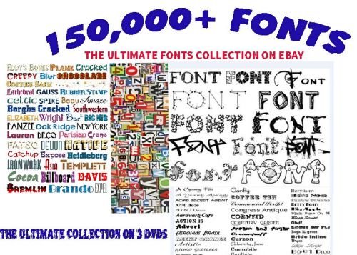 150,000 FONTS COLLECTION SOFTWARE * FONTS LIBRARY * PC FONTS* FREE SHIPPING