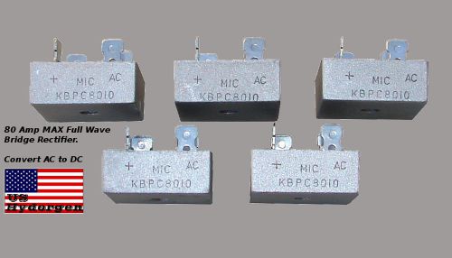 5 Piece 80 amp Bridge Rectifier. KBPC8010 convet AC to DC  hho generator