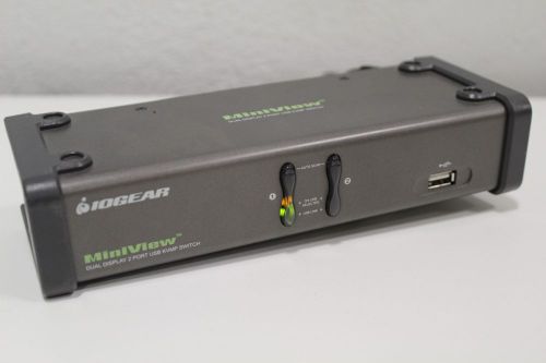 Iogear Miniview Dual Display 2-Port USB KVMP SwitchGCS1742 + Free Expedited SH