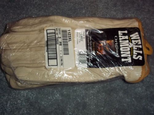Wells Lamont Leather Cowhide Work Gloves Size XL Style 1123XL New 3 pack