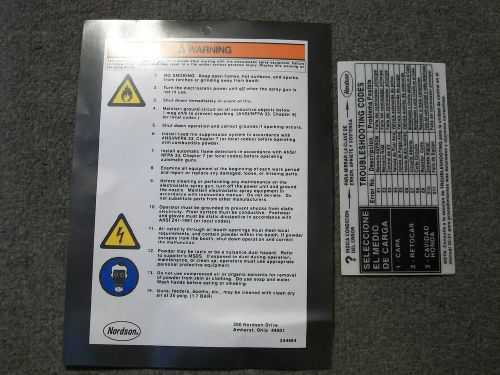 Nordson &#034;Warning&#034; Decal + Trouble shooting guide (Spanish) [set]