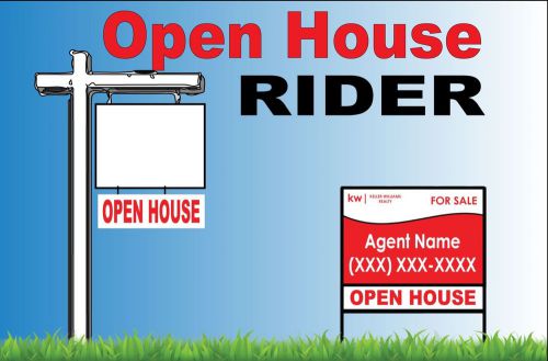 2 Open House 6x24 Real Estate Sign Riders 2 sided Outdoor Coroplast