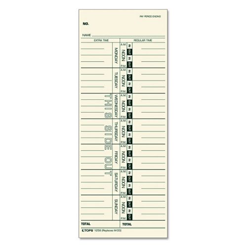 Time Card for Acroprint, IBM, Lathem and Simplex, Weekly, 3 1/2 x 9, 500/Box