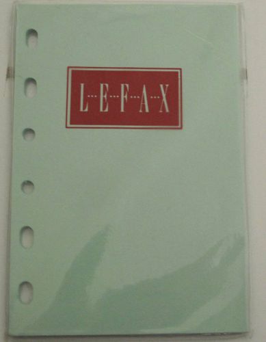 Lefax Green Unruled  Planner Refill Pages 4 or 6 Ring 3 1/4 x 4 3/4