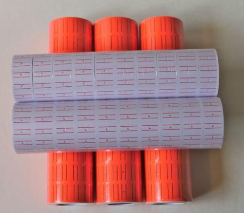 25,000 tags labels red white color w/lines refills mx-5500 1 line 5 tubes for sale