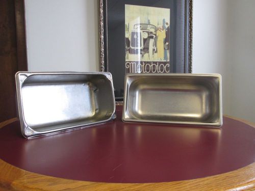 LOT OF (2) STAINLESS STEEL STEAM TABLE PANS - 1/3 - SHALLOW - NO RESERVE - NICE