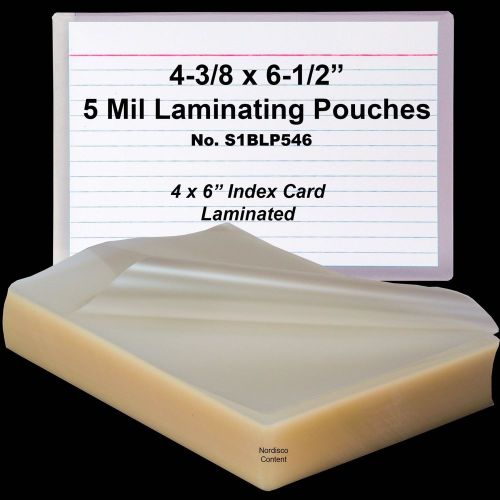 4-3/8 x 6-1/2&#034;, 5 Mil Laminating Pouches, Box of 100, For Photos, Recipe Cards