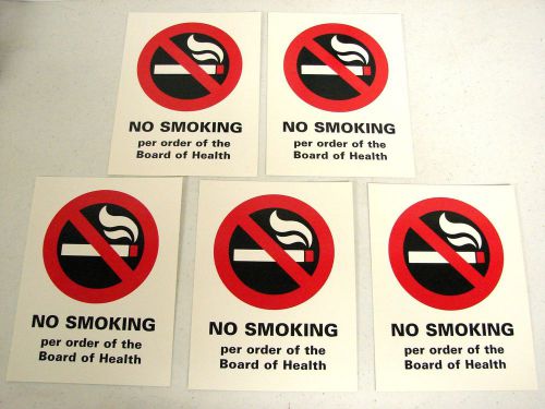 NO SMOKING PER BOARD OF HEALTH SIGN 8&#034; X 6&#034; ADHESIVE BACK STRIPS 5 PACK