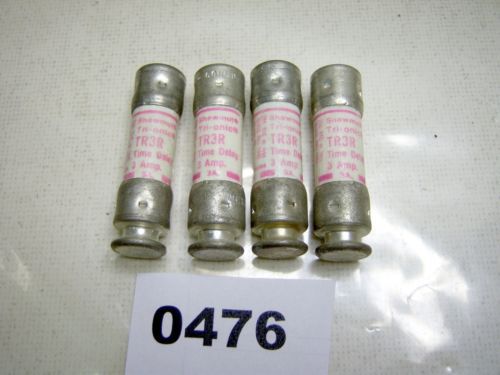 (0476) Lot of 4 Shawmut TR3R Fuses 3A Time Delay