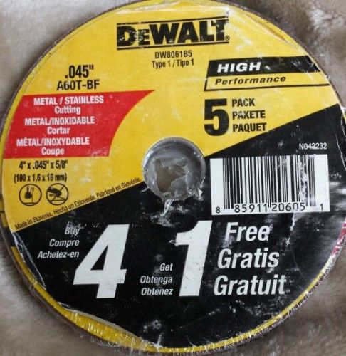 DEWALT DW8061B5 4x0.045-Inch Metal Cutting Wheel, 5Pack NEW! FREE SHIPPING