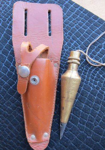 6 OZ DIETZGEN PLUMB BOB, SOLID BRASS, WITH LEATHER HARNESS