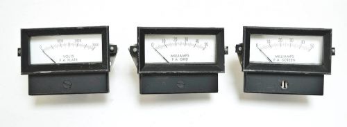 3 Vintage GE panel meters gauges  PA VOLTS MILLIAMPS PLATE GRID SCREEN