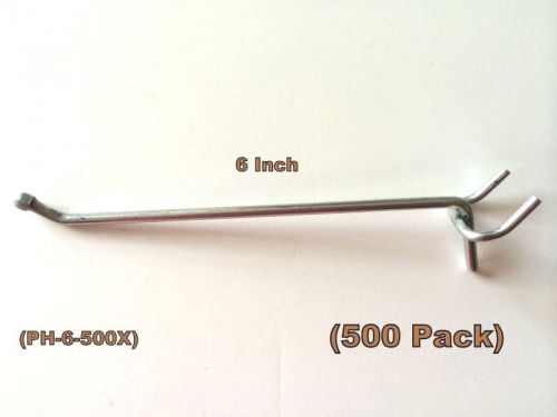 (500 PACK)  American Made 6 Inch Metal Hooks For 1/8 &amp; 1/4 Pegboard or Slatwall