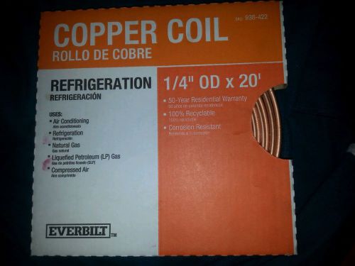 Everbuilt Copper Tubing Coil 1/4&#034; OD  x 20&#039; Refrigeration Brand new in box.