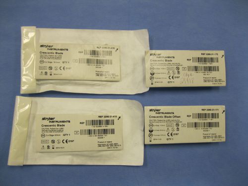 Lot of 4 Stryker Crescentic Blades &amp; Offset - 2296-31-416, 2296-31-415, 2296-31