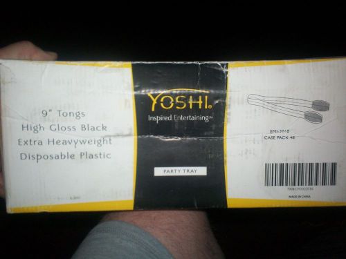 Yoshi Ware Emi Party Tray Black Plastic Catering Tong, 9 inch -- 48 per case.