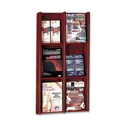 Buddy Products Oak and Acrylic 6 Pocket Literature or 12 Pocket Brochure Organi