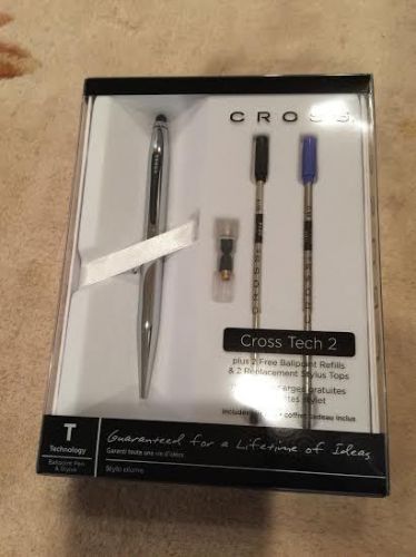 Cross tech2 ballpoint &amp; stylus pen set, medium point, chrome barrel new for sale