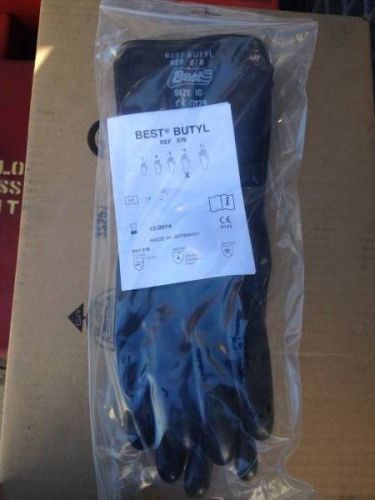 BEST BRAND BUTYL RUBBER GLOVES 878 MADE IN GERMANY CHEMICAL RESISTANT SIZE 10