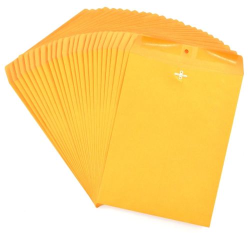 Office lot of 25 staples brown kraft clasp gummed envelopes 9&#034; x 12&#034; new for sale
