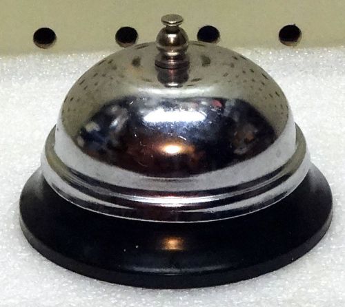 “ORDER UP” DESK TOP BELL, RING FOR SERVICE, SILVER FINISH METAL