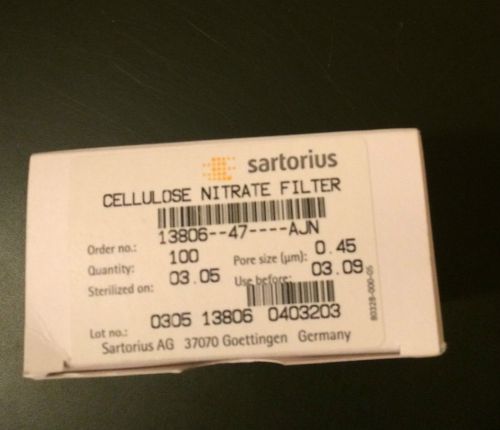 Sartorius cellulose nitrate filter, 0.45 um, 13806 47 ajn for sale