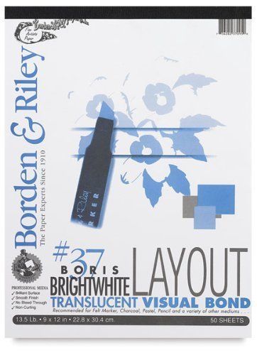 Borden &amp; Riley Boris Layout Paper for Markers, 14&#034; x 17&#034;, 50 Sheets