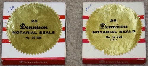2 Boxes of Dennison Shiny Gold Notarial Seals 32-326  2 1/2&#034; Across Total of 40