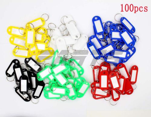 Lot of 100 Key ID Labels Tags with Key Ring Split Rings Multi-colors