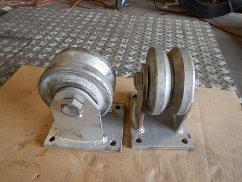 2 Albion Rigid Caster W/ 6&#034; Diameter V Grooved Wheel 3&#034; Wide 6&#034; x 7 1/2&#034; Plate