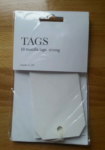 Pack of 10 Strung White Tags 120mm x 60mm Large Luggage Manilla Tie On Tag Craft