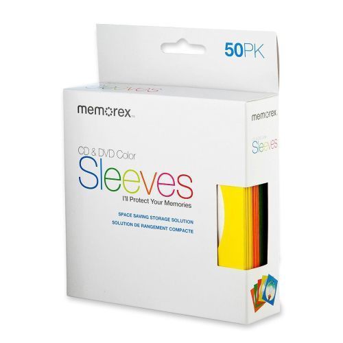 Memorex 32021965 Mutli-Color CD,DVD, Blu-Ray Sleeves - 50 Pack 01965