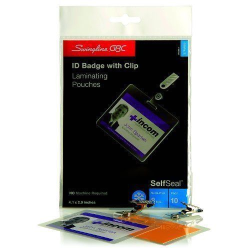 Swingline GBC SelfSeal Cold Laminating Pouches  Horizontal Badge ID  #3745686