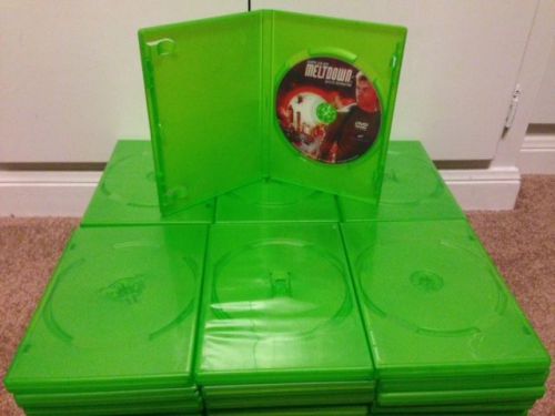 6 Standard Green Single DVD Cases, Premium Cases, holds 1 Disc, 14mm