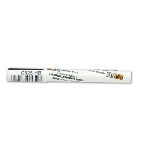 Pentel Premium Hi-Polymer Lead Refills, 0.5mm, Fine Line, HB, 12/tube
