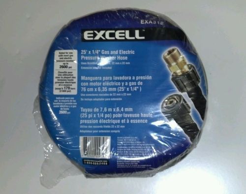 Excell EXA312 25ft X 1/4&#034; Pressure Washer Replacement Hose 22mm 2600 psi New