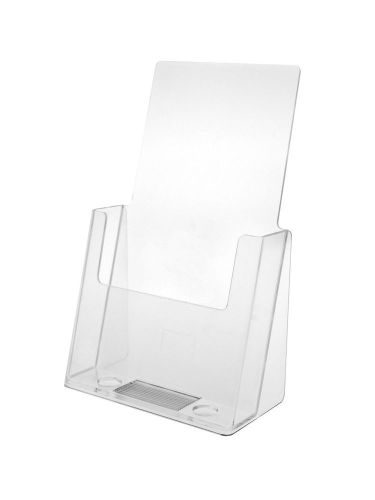 Free Standing Plastic Counter Top Bi-Fold, 5.5&#034; wide Catalog Holder - Clear